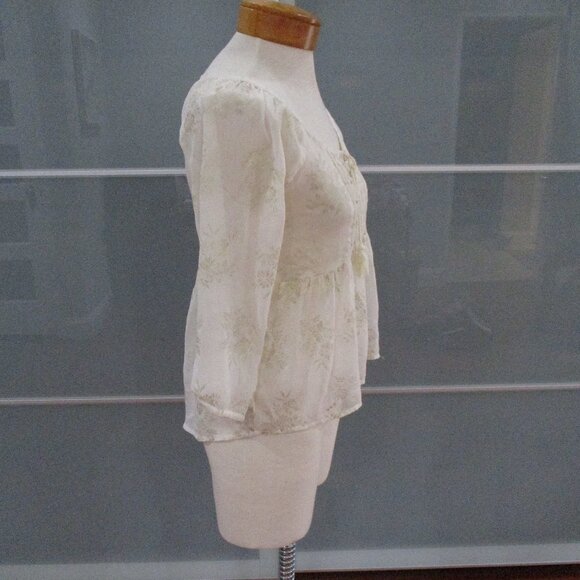 Abercrombie & Fitch 3/4 Sleeve Sheer Peasant Blouse - Picture 4 of 5